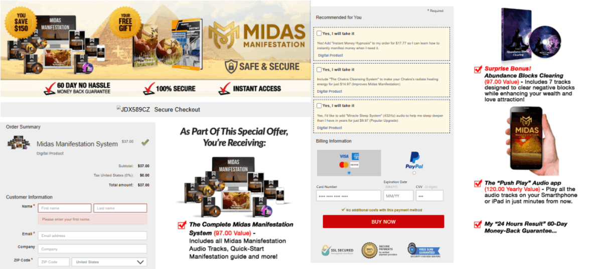 Midas Manifestation Checkout Page